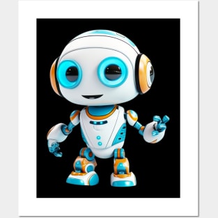 Futuristic Adorable White Toy Robot - 3D Character Design Posters and Art